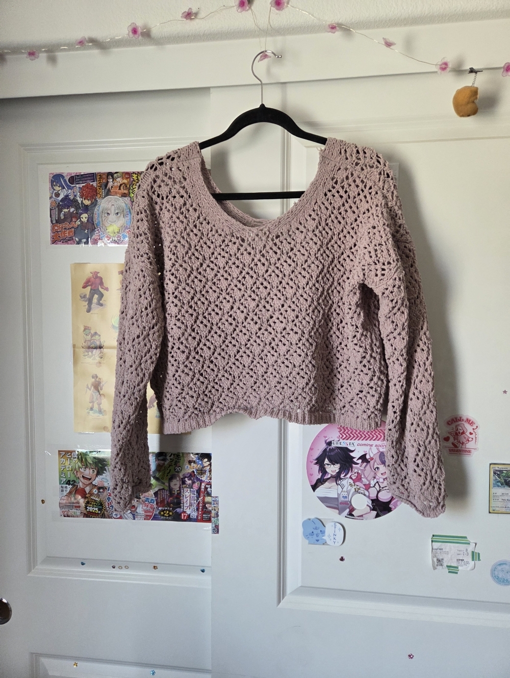 Pink Cropped Knit Top